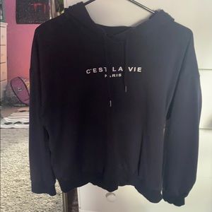 C’est La Vie, Paris cropped hoodie